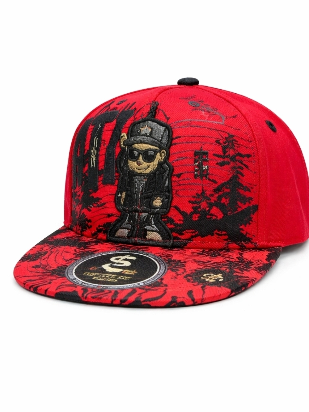 Top Level Kids Snapback Hat Red Black Graffiti Bear Cap 4-9Y Street